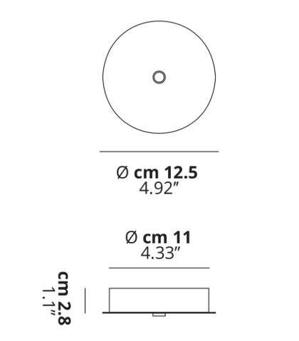 Ø12,5 cm baltos spalvos lubinis tvirtinimas 1 šviestuvui