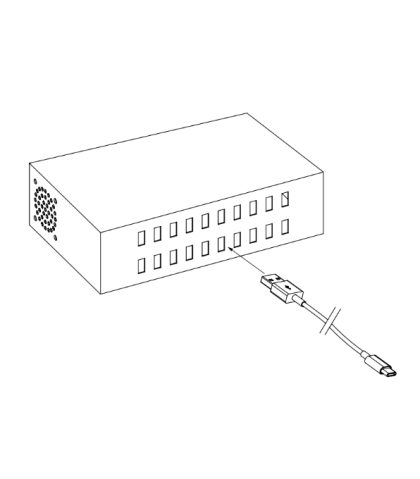 Įkroviklis 20-čiai šviestuvų su USB jungtimis. Įvestis 110-240V, išėjimas 5V / 1A